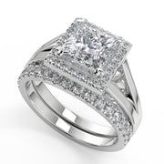 Taniyah Double Prong Split Halo Princess Cut Engagement Ring - Nivetta